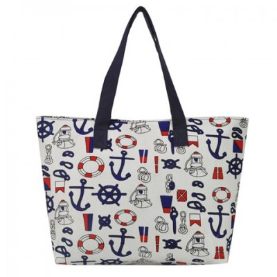 Preppy Women's Shoulder Bag With Print and Canvas Design